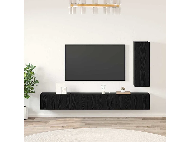 Ensemble meuble TV 4 pièces Chêne noir 30,5 x 30 x 90 cm