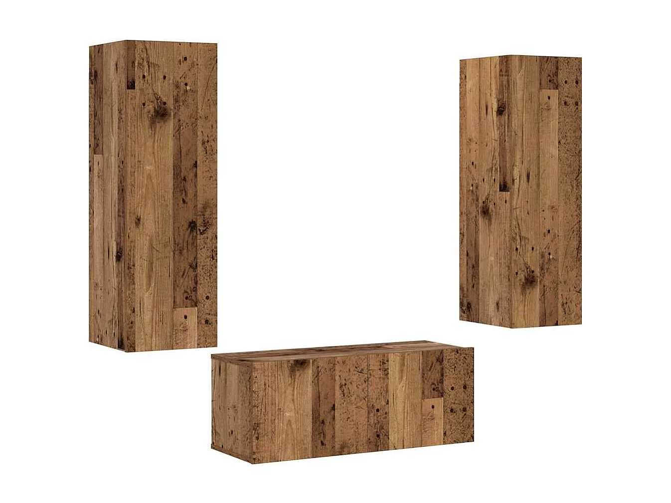 Muebles de TV de pared 3 uds madera vieja madera de ingeniería