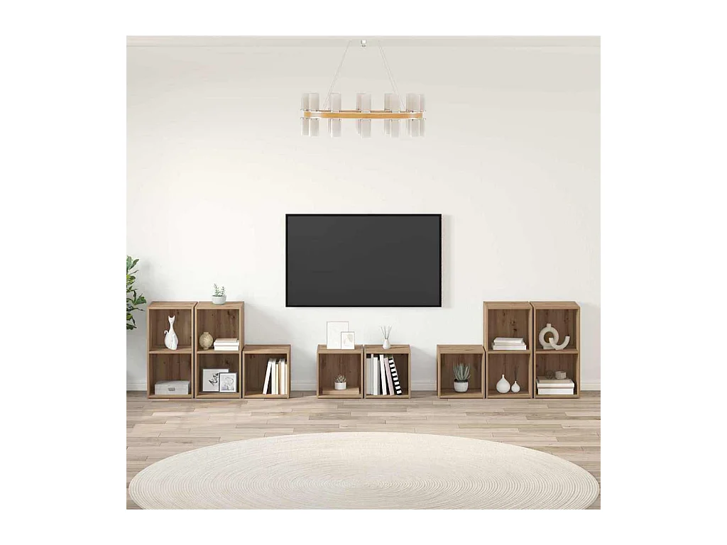 Juego de muebles de TV 8 pcs Roble artesanal 37 x 35 x 72 cm