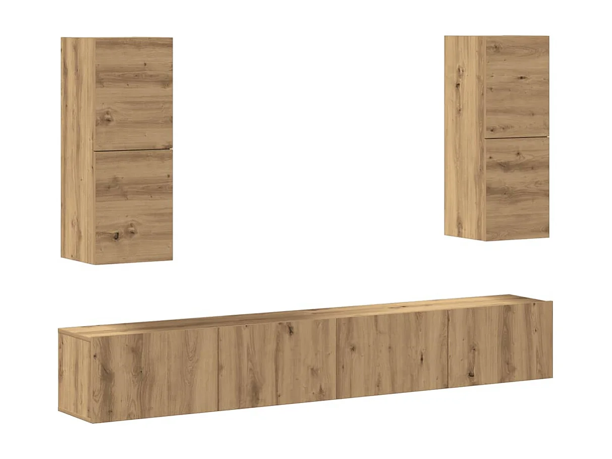 Ensemble de meuble TV mural 4 pièces chêne artisanal