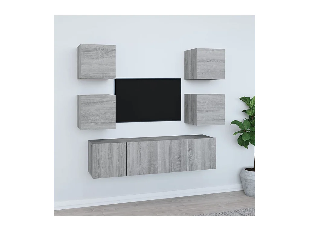 Ensemble de meubles TV 6 pièces Sonoma gris Bois d'ingénierie