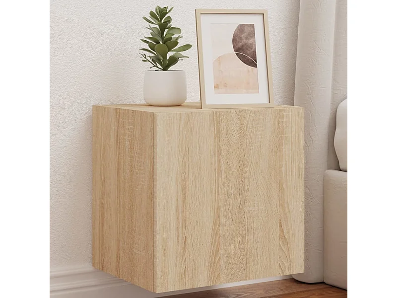 Meubles TV muraux lumières LED 2 pièces chêne sonoma 40,5x35x40 cm