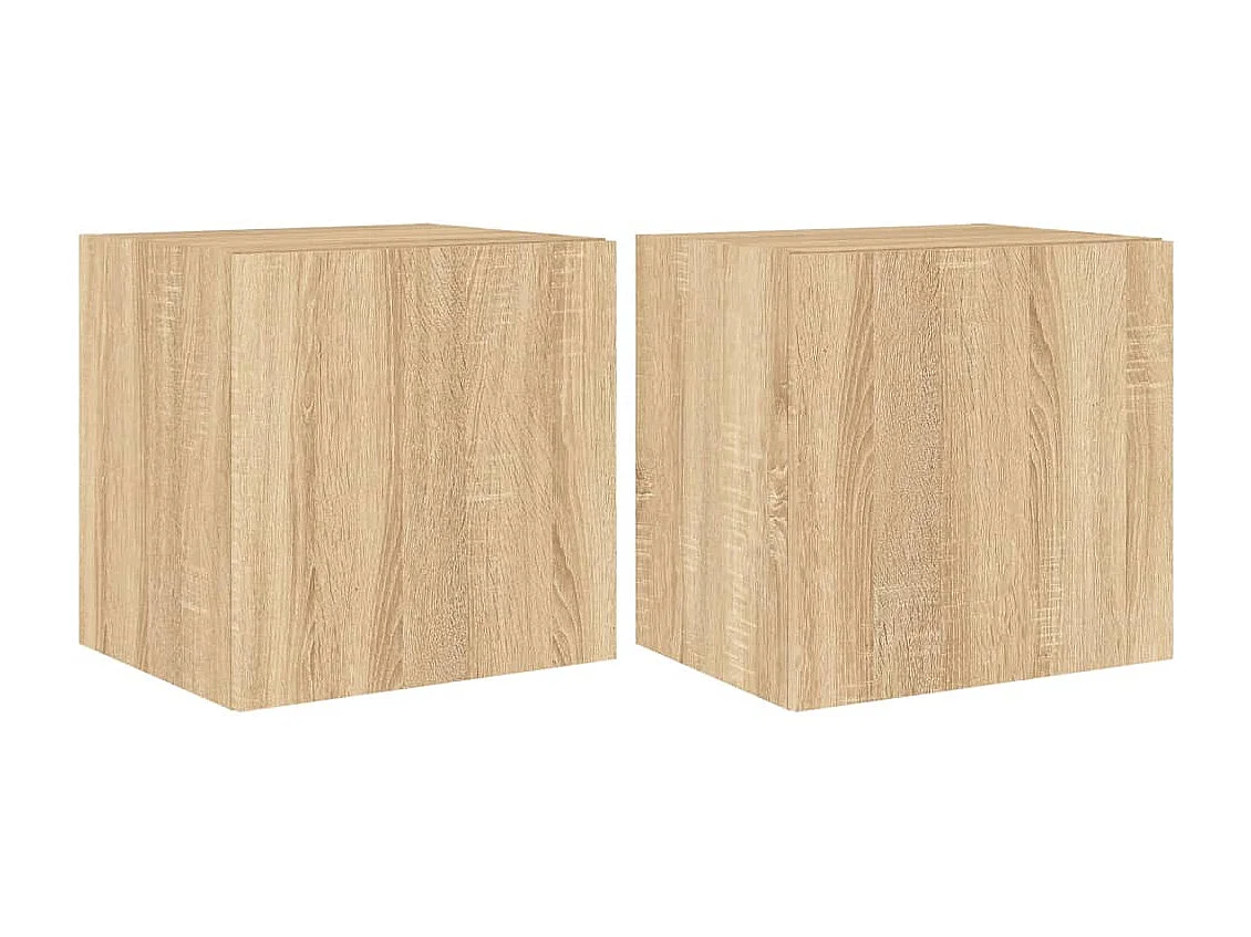 Meubles TV muraux lumières LED 2 pièces chêne sonoma 40,5x35x40 cm