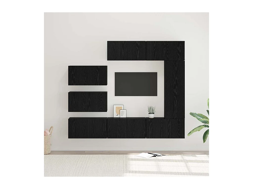 Ensemble meuble TV 8 pièces Chêne noir 30,5 x 30 x 90 cm