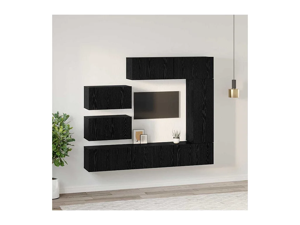 Ensemble meuble TV 8 pièces Chêne noir 30,5 x 30 x 90 cm