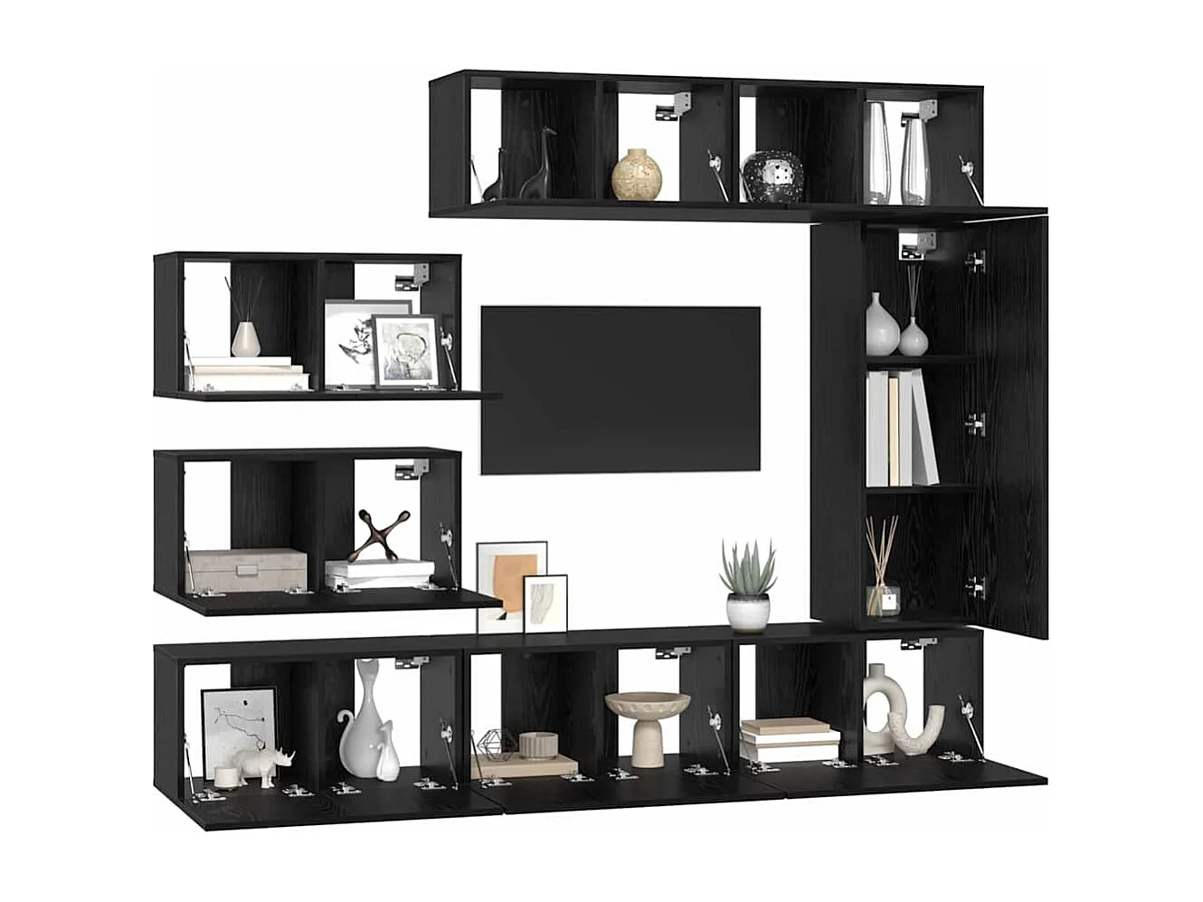 Ensemble meuble TV 8 pièces Chêne noir 30,5 x 30 x 90 cm