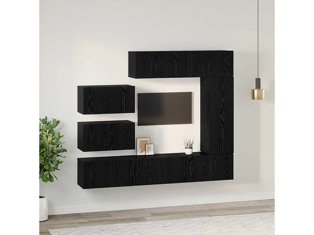Ensemble meuble TV 8 pièces Chêne noir 30,5 x 30 x 90 cm