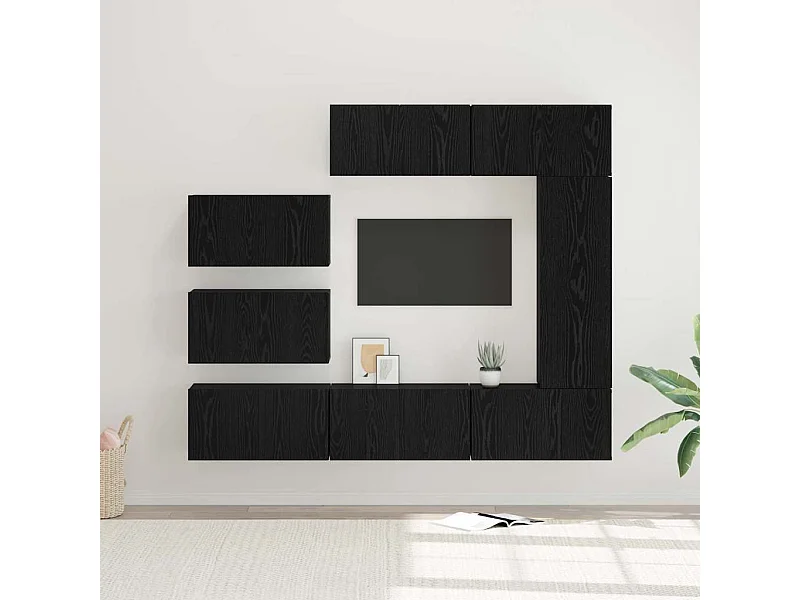 Ensemble meuble TV 8 pièces Chêne noir 30,5 x 30 x 90 cm