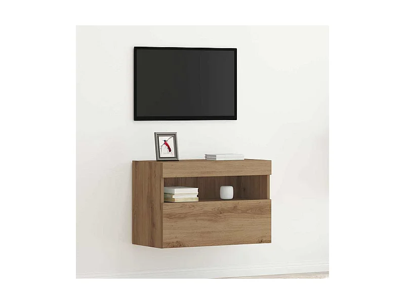 Meuble TV mural Montage mural chêne artisanal 60 x 30 x 40 cm