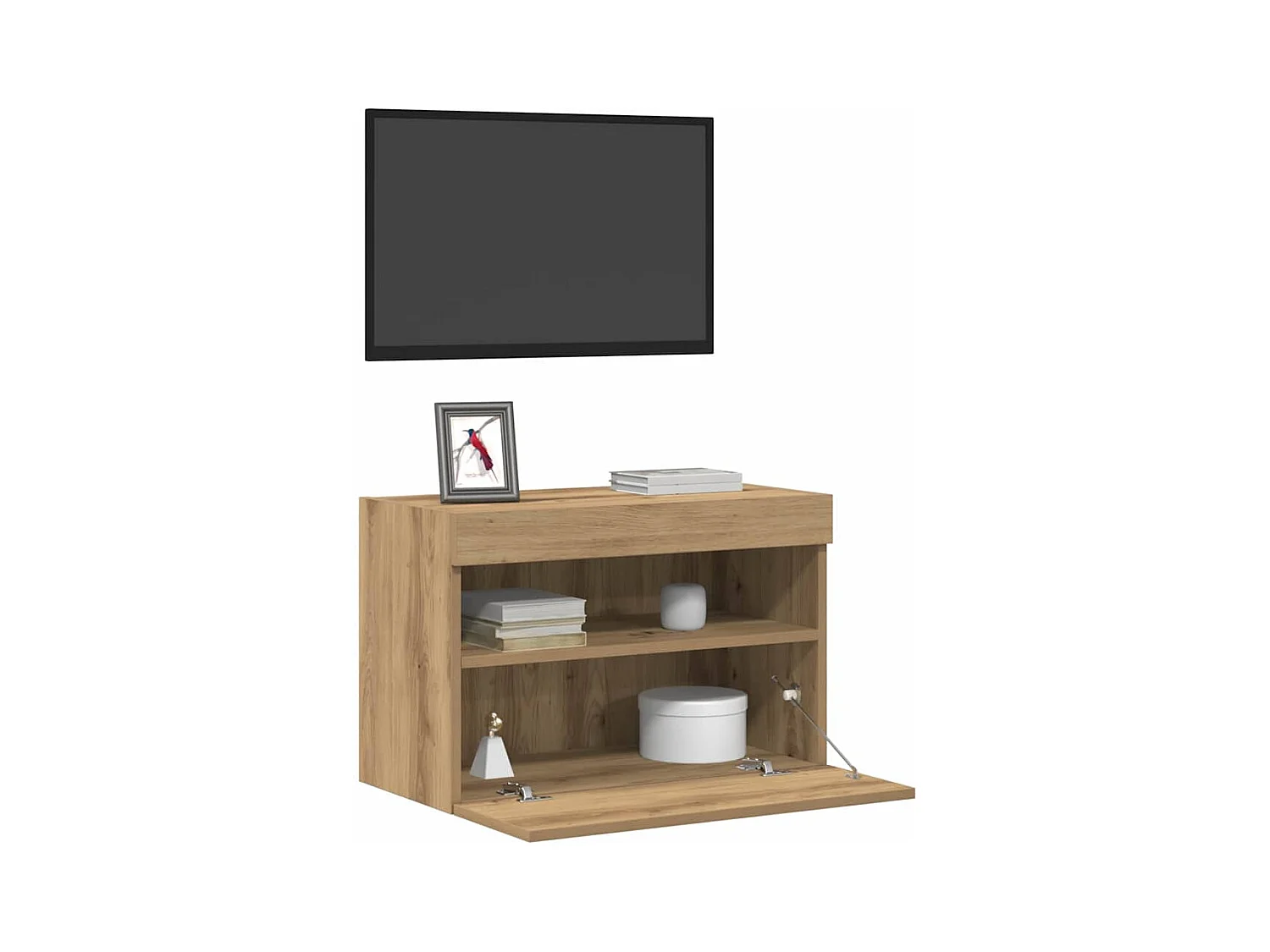 Meuble TV mural Montage mural chêne artisanal 60 x 30 x 40 cm