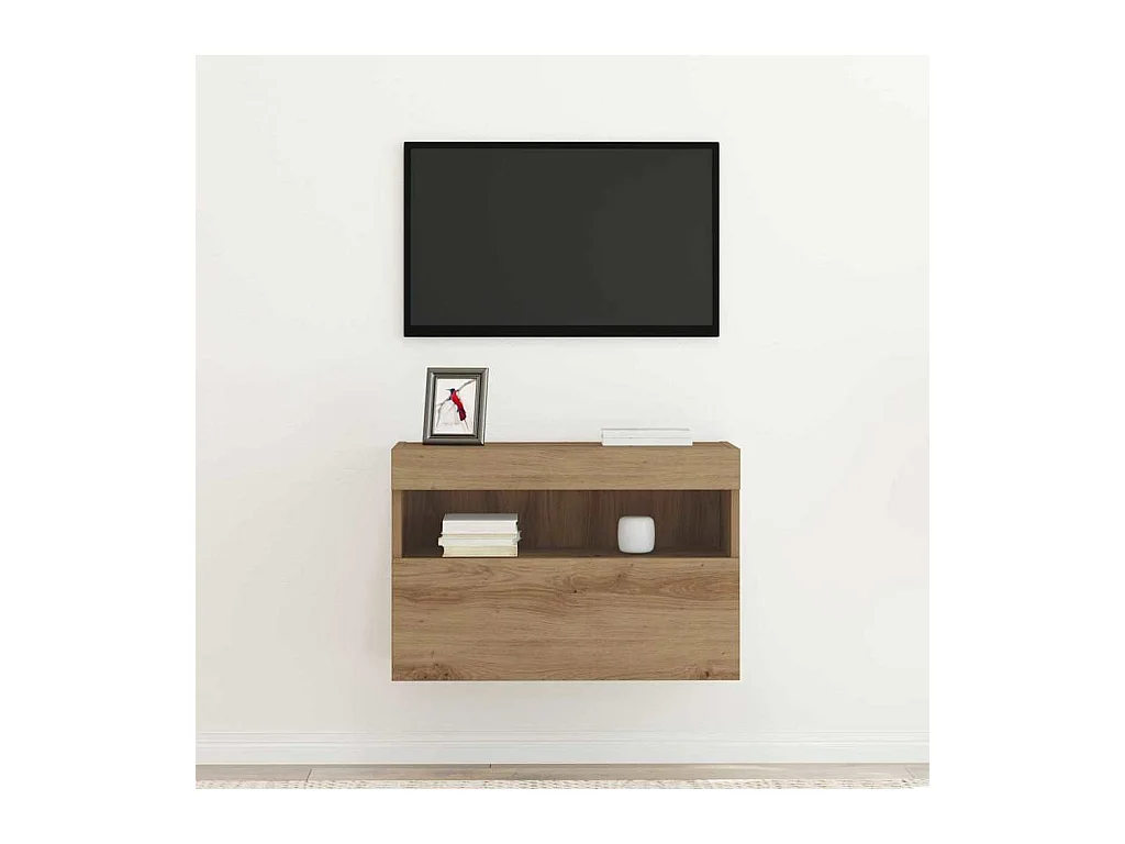 Meuble TV mural Montage mural chêne artisanal 60 x 30 x 40 cm
