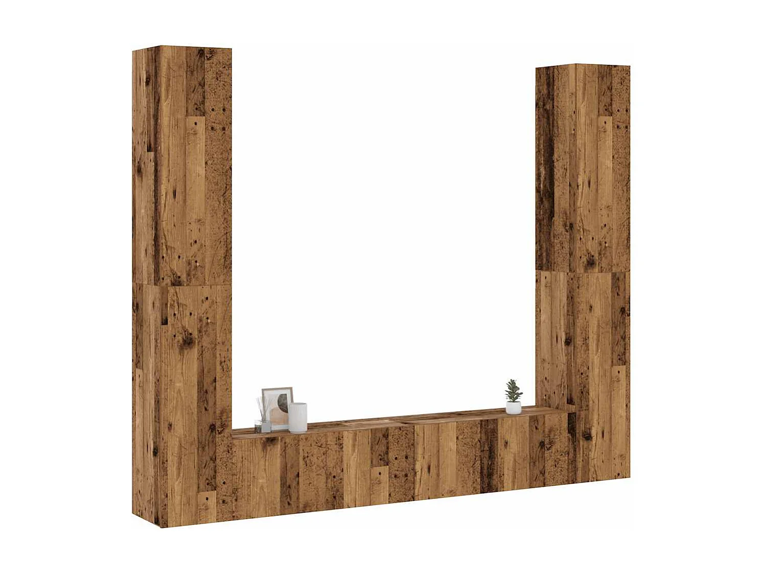 Muebles de TV de pared 6 uds madera vieja madera de ingeniería