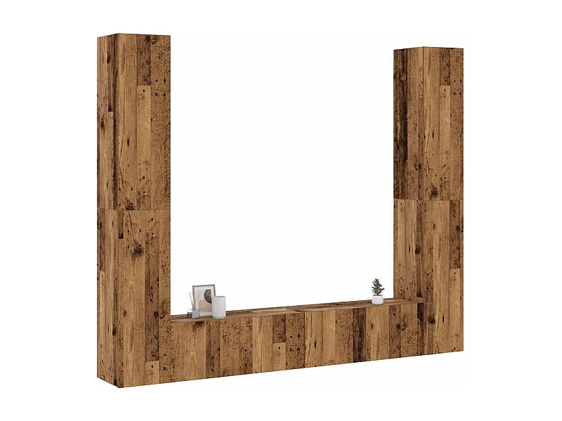 Meubles TV muraux 6 pièces vieux bois bois d'ingénierie