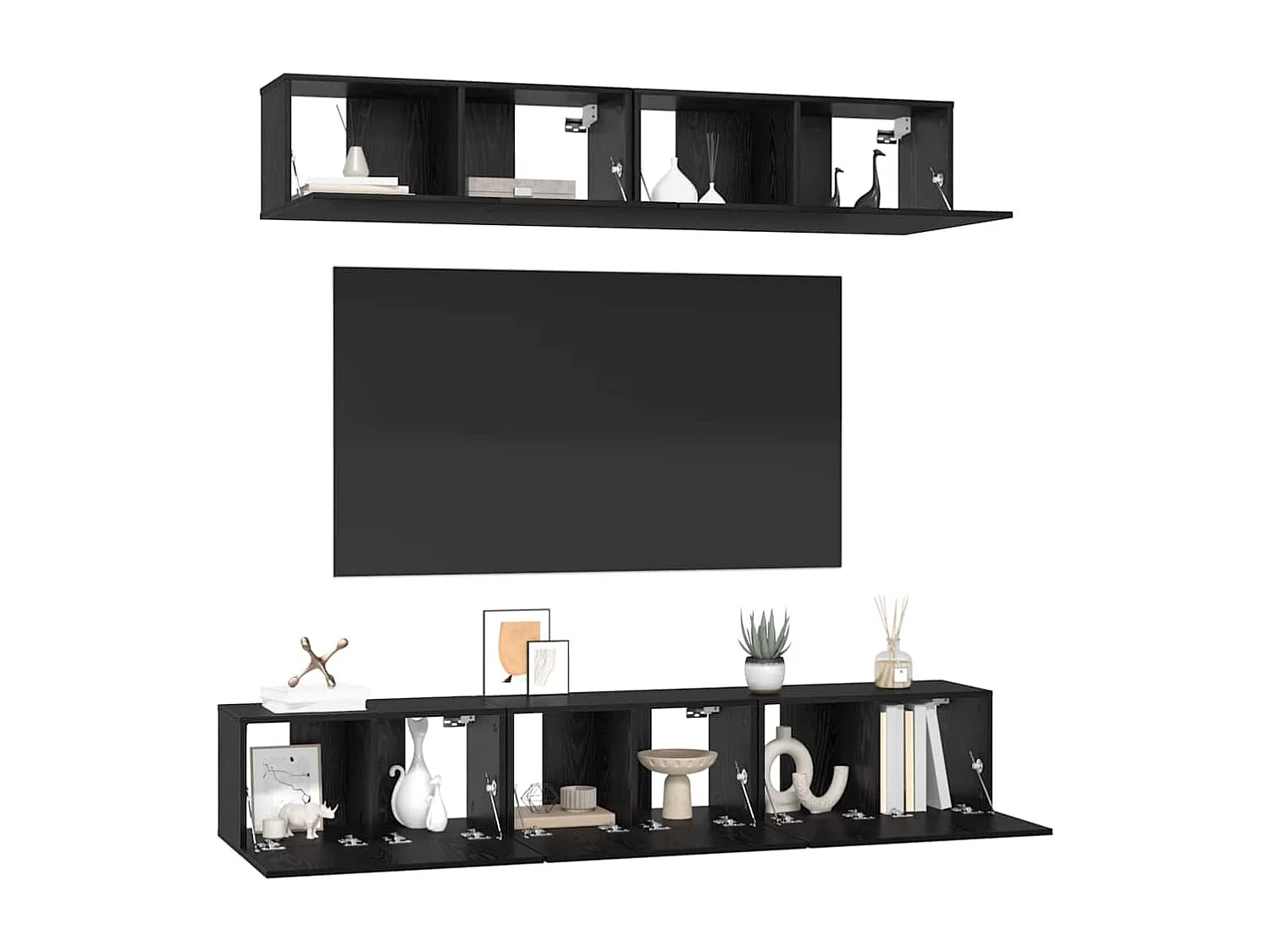 Ensemble meuble TV 5 pièces Chêne noir Moyen 80 x 30 x 30.5 cm