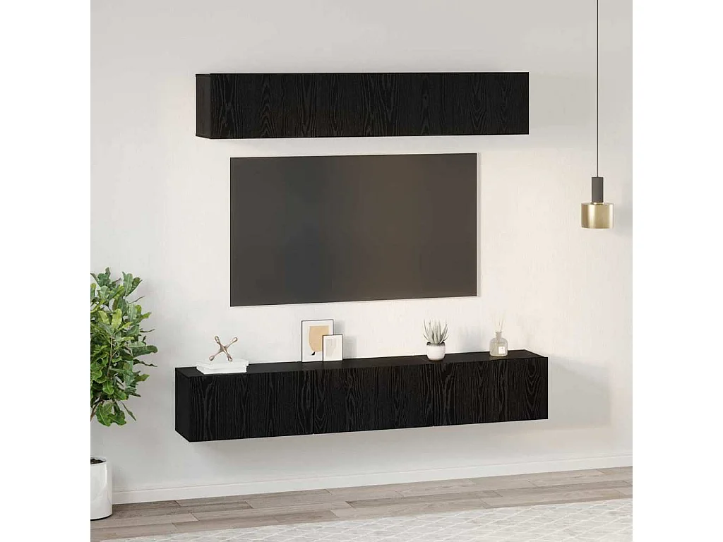 Ensemble meuble TV 5 pièces Chêne noir Moyen 80 x 30 x 30.5 cm