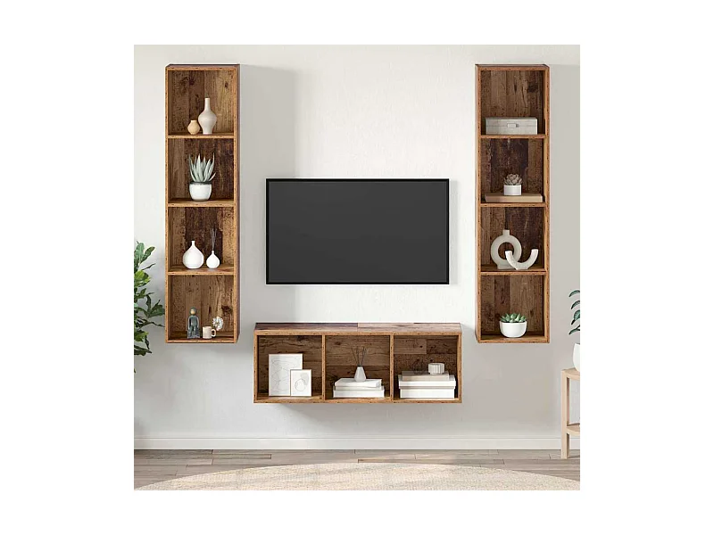 Ensemble de meubles TV 3 pièces Bois ancien 37 x 37 x 142.5 cm