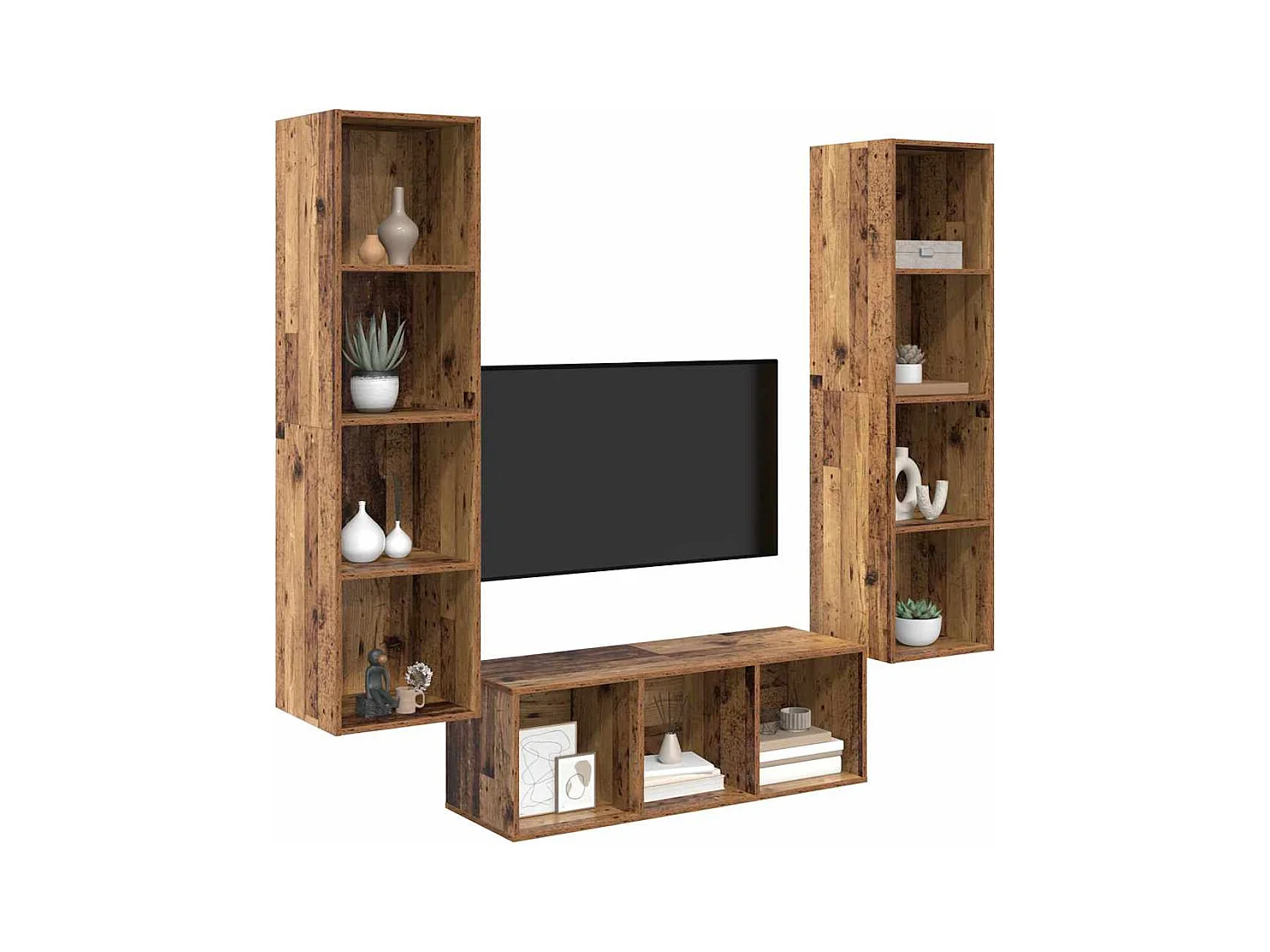 Ensemble de meubles TV 3 pièces Bois ancien 37 x 37 x 142.5 cm
