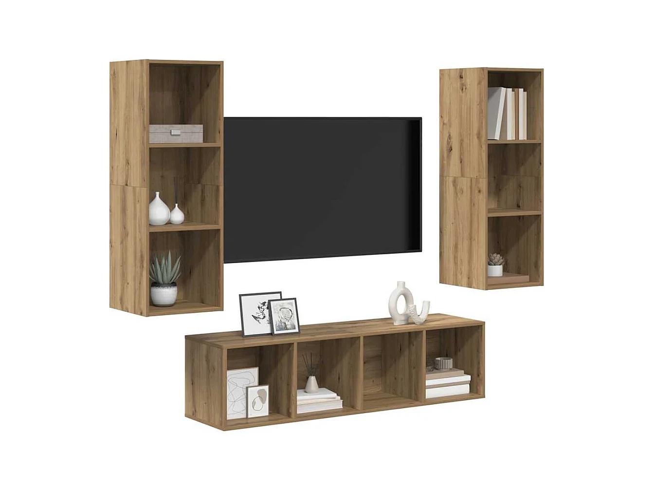 Ensemble de meubles TV 3 pièces chêne artisanal 37 x 37 x 142.5 cm