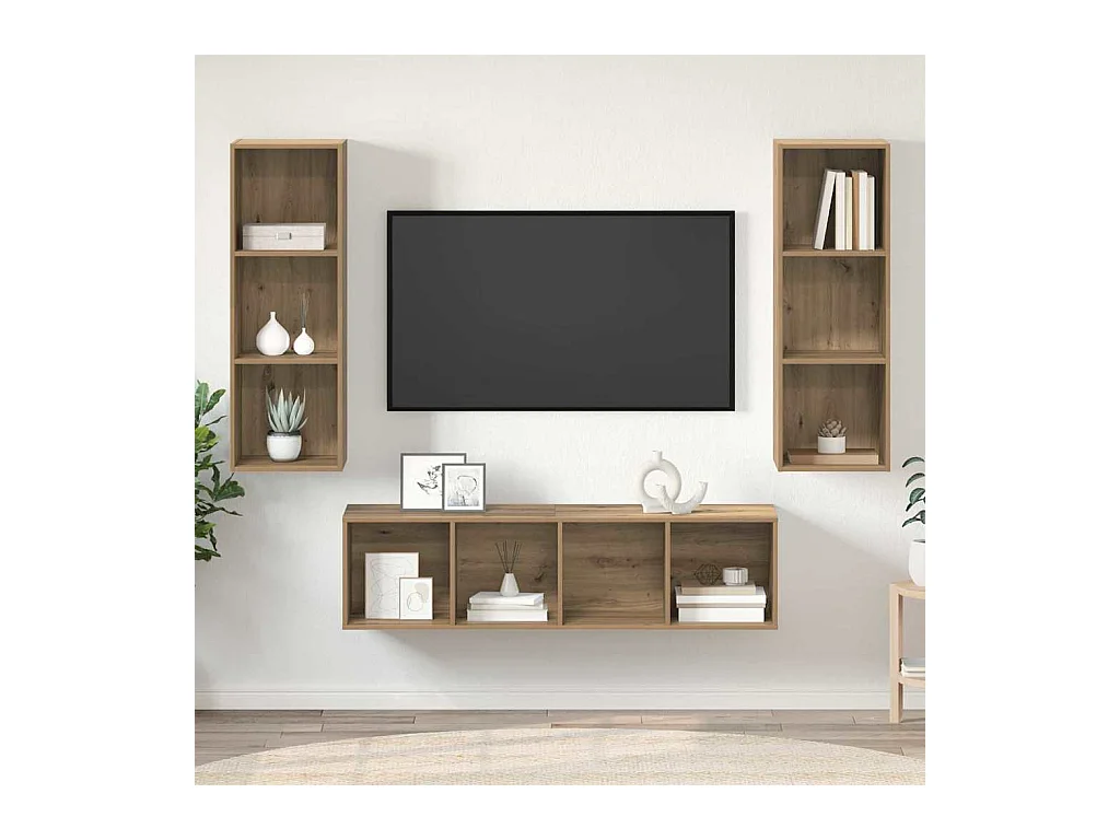 Ensemble de meubles TV 3 pièces chêne artisanal 37 x 37 x 142.5 cm