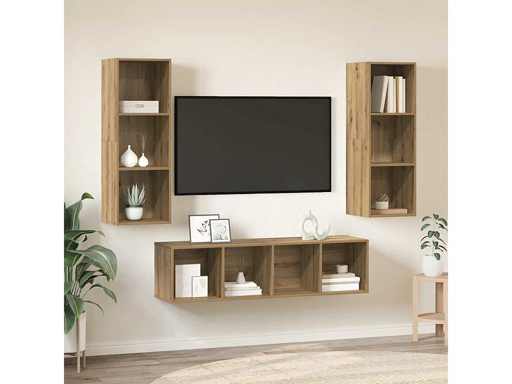 Ensemble de meubles TV 3 pièces chêne artisanal 37 x 37 x 142.5 cm