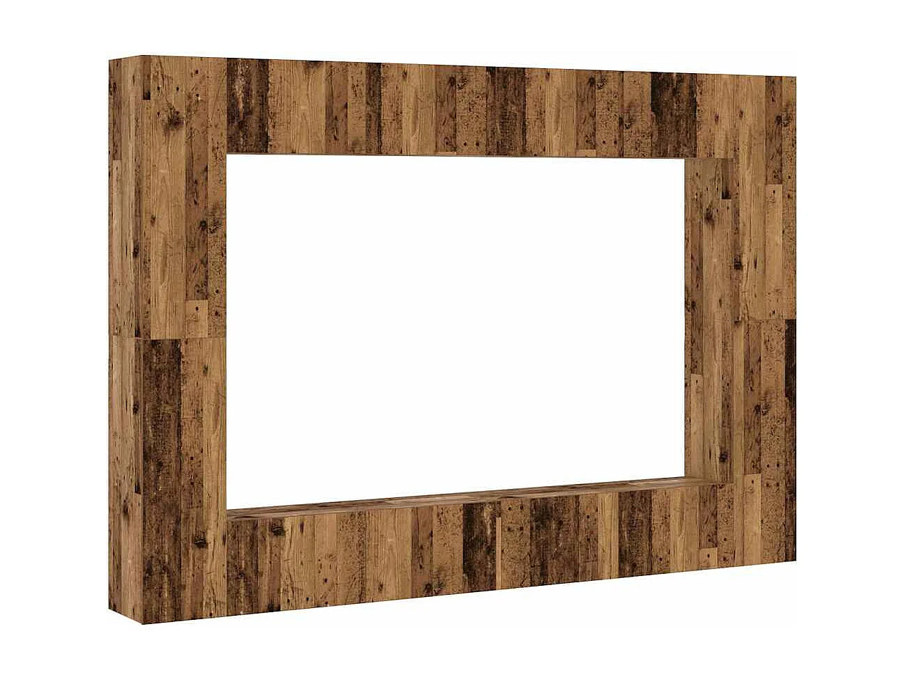 Conjunto de mueble de TV 8 piezas montado la pared madera vieja