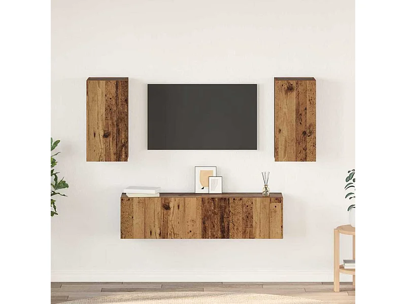 Ensemble meuble TV 4 pièces Bois ancien 60 x 30 x 30 cm