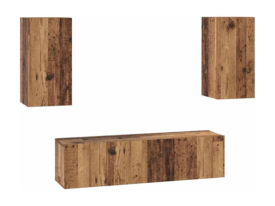 Ensemble meuble TV 4 pièces Bois ancien 60 x 30 x 30 cm