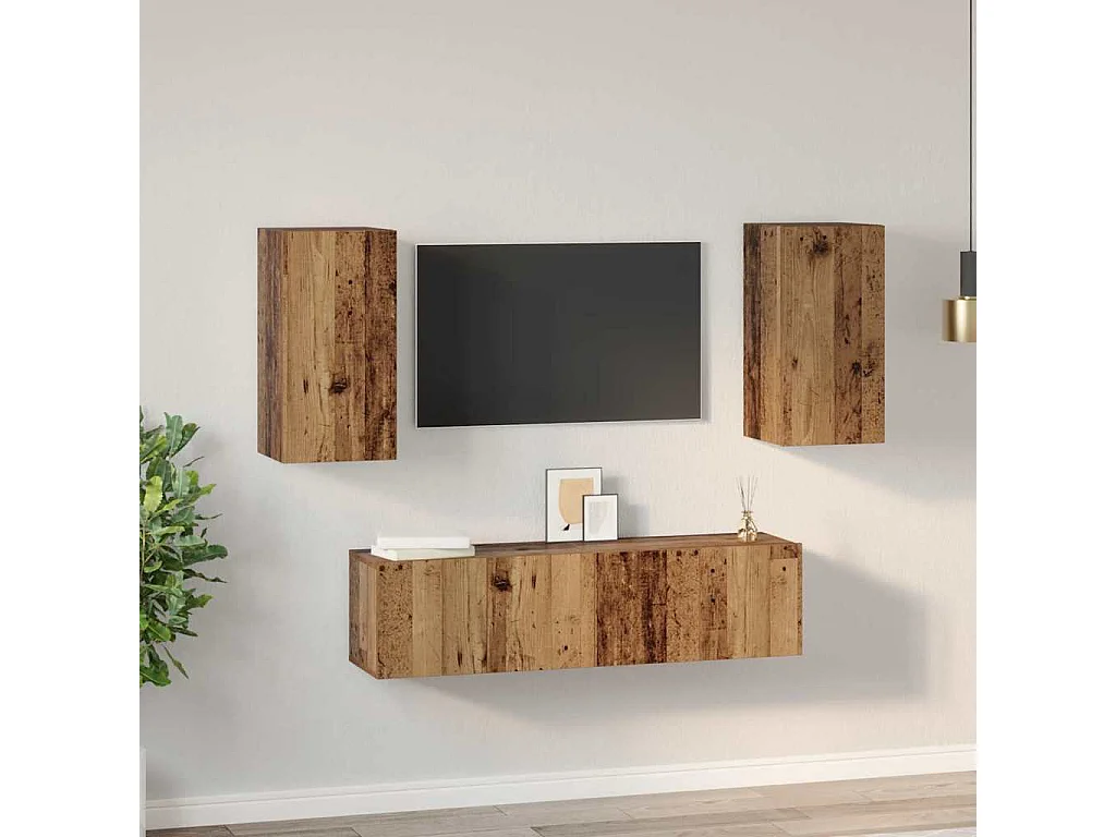 Ensemble meuble TV 4 pièces Bois ancien 60 x 30 x 30 cm