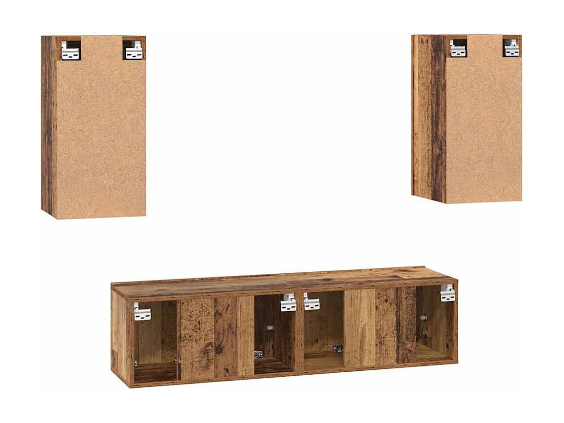 Ensemble meuble TV 4 pièces Bois ancien 60 x 30 x 30 cm