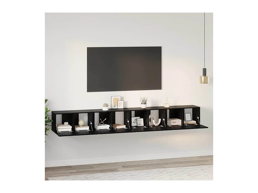 Ensemble meuble TV 4 pièces Chêne noir 60 x 30 x 30 cm