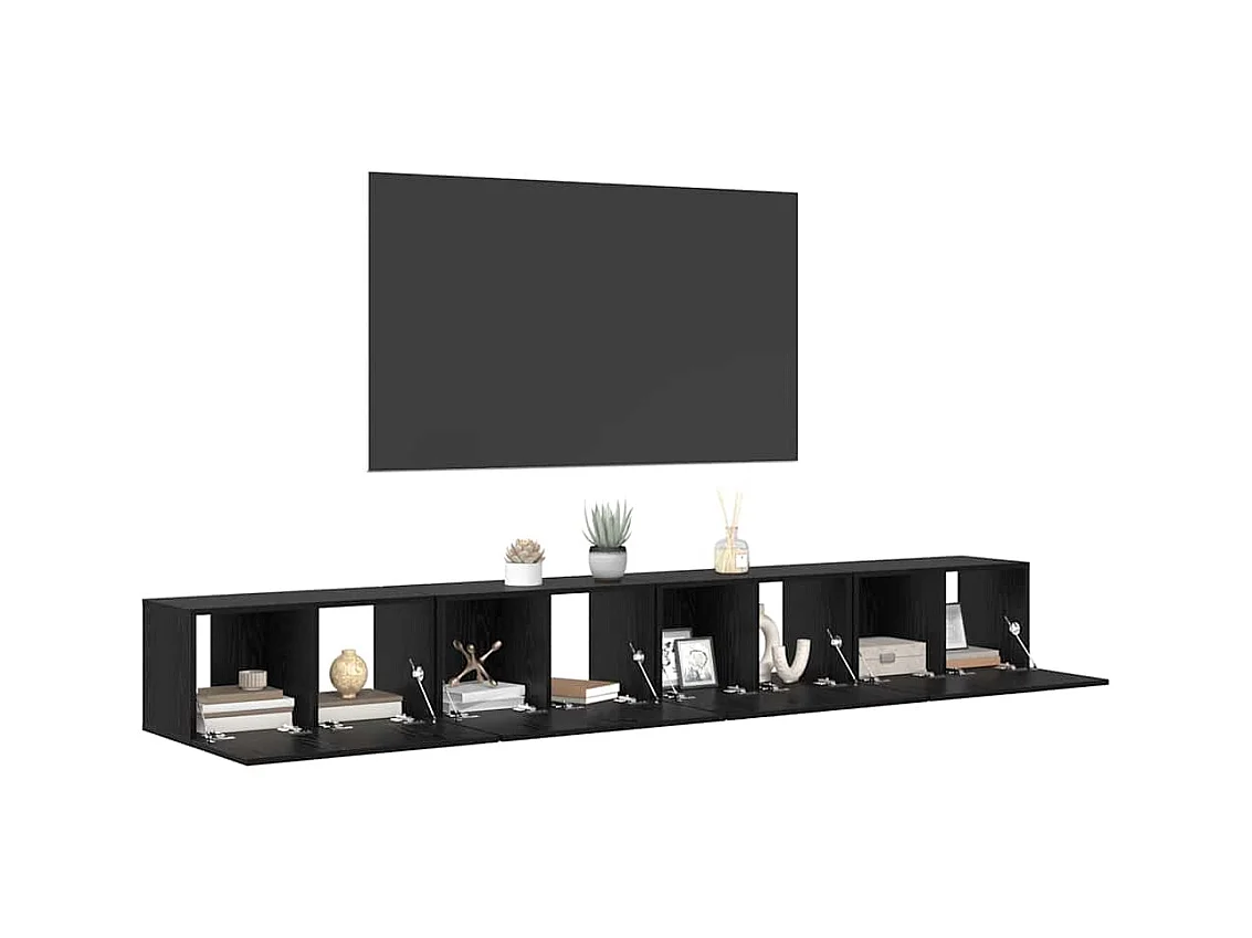 Ensemble meuble TV 4 pièces Chêne noir 60 x 30 x 30 cm