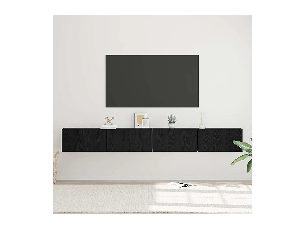 Ensemble meuble TV 4 pièces Chêne noir 60 x 30 x 30 cm