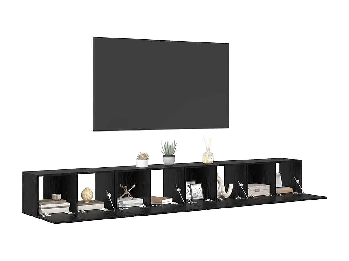 Ensemble meuble TV 4 pièces Chêne noir 60 x 30 x 30 cm