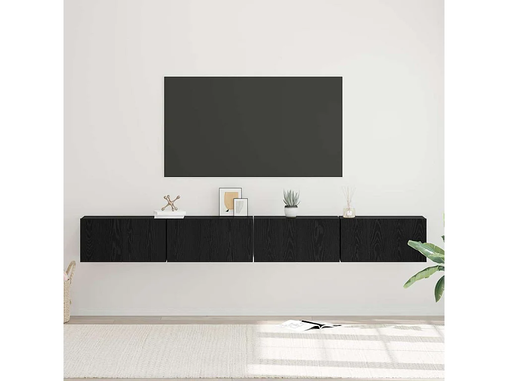 Ensemble meuble TV 4 pièces Chêne noir 60 x 30 x 30 cm