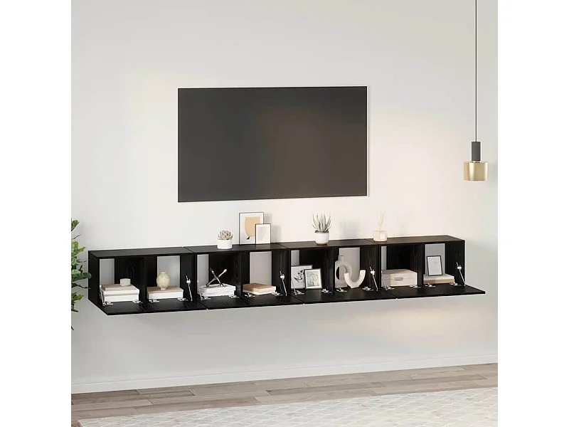 Conjunto de mueble de TV 4 pcs Roble negro 60 x 30 x 30 cm