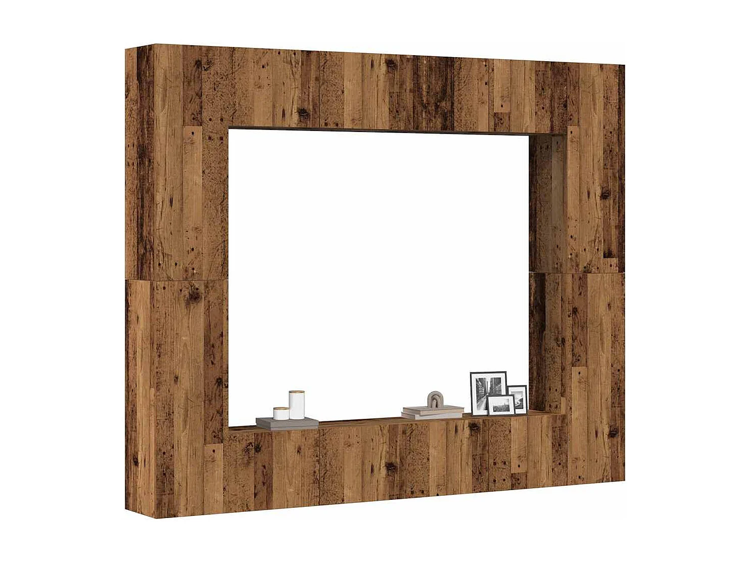 8-delig Tv-meubelset wandmontage bewerkt hout oud houtkleurig