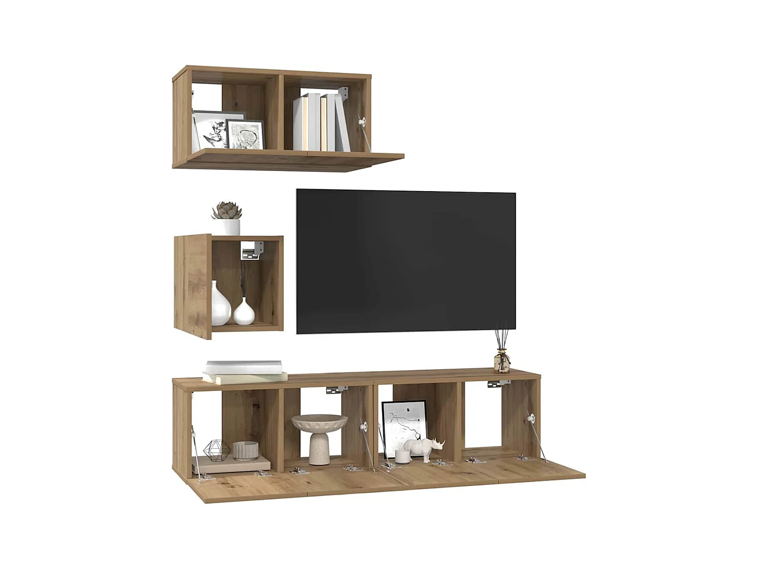 Ensemble meuble TV 4 pièces chêne artisanal 60 x 30 x 30 cm