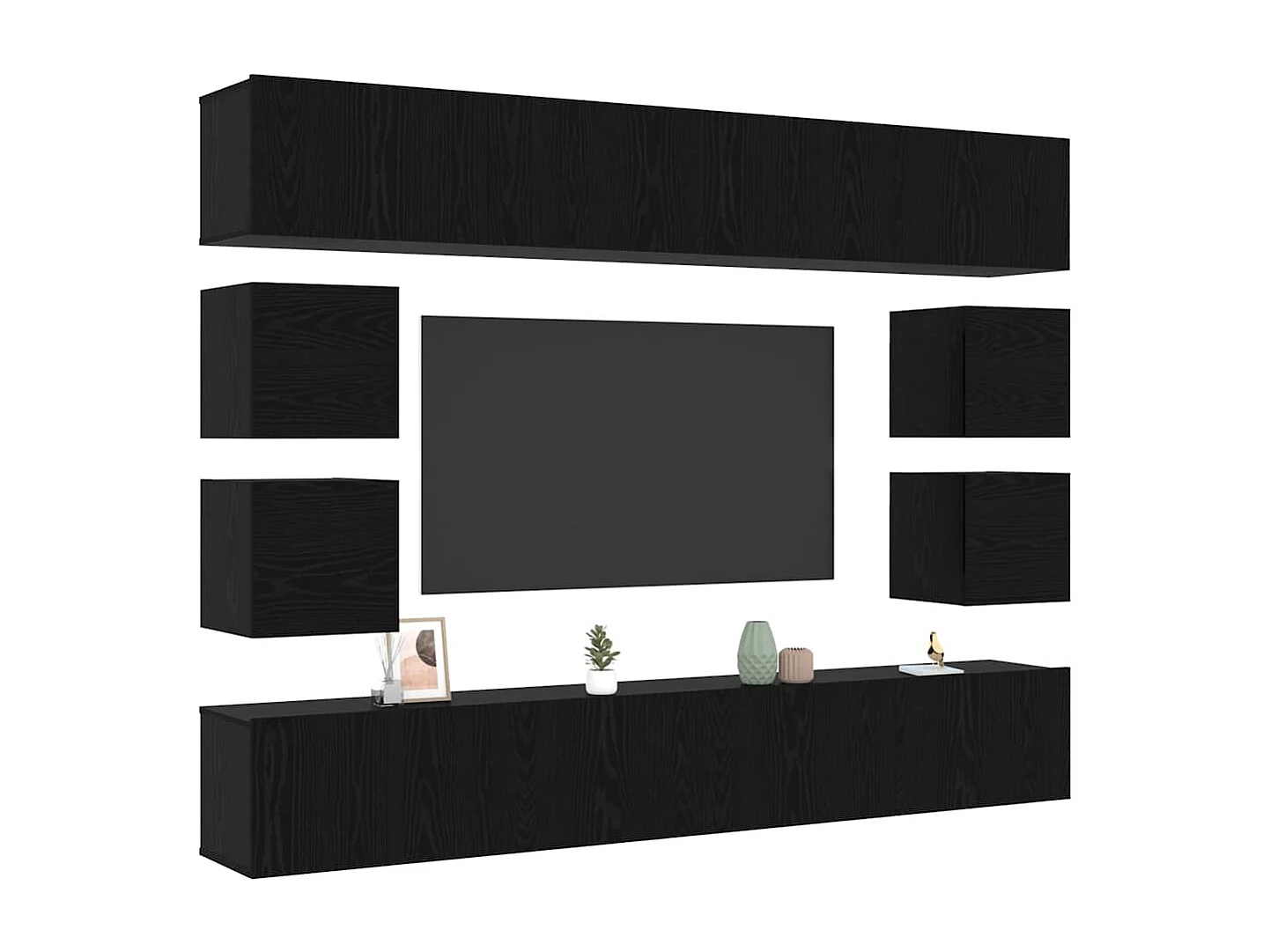 Ensemble meuble TV 8 pièces Chêne noir 100 x 30 x 30 cm