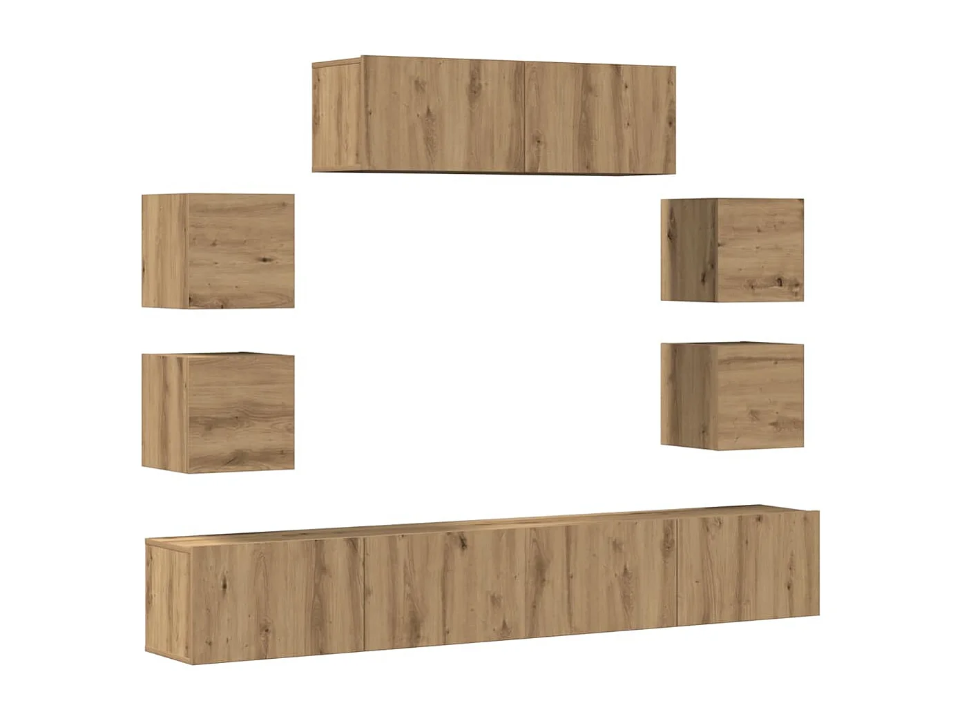 Conjunto de armário de TV 7 peças montado na parede