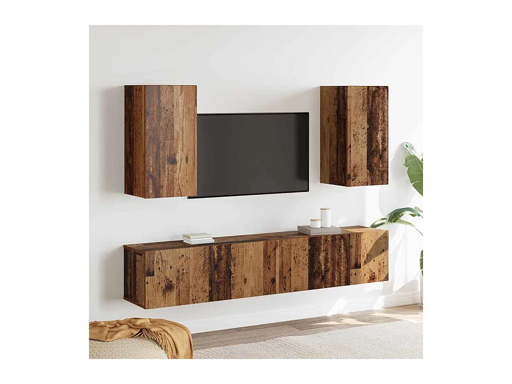 Ensemble meuble TV 4 pièces Bois ancien 160 x 30 x 30 cm