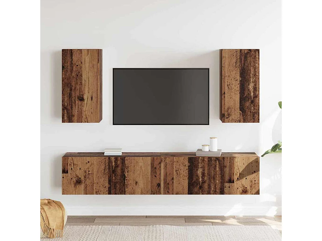 Ensemble meuble TV 4 pièces Bois ancien 160 x 30 x 30 cm