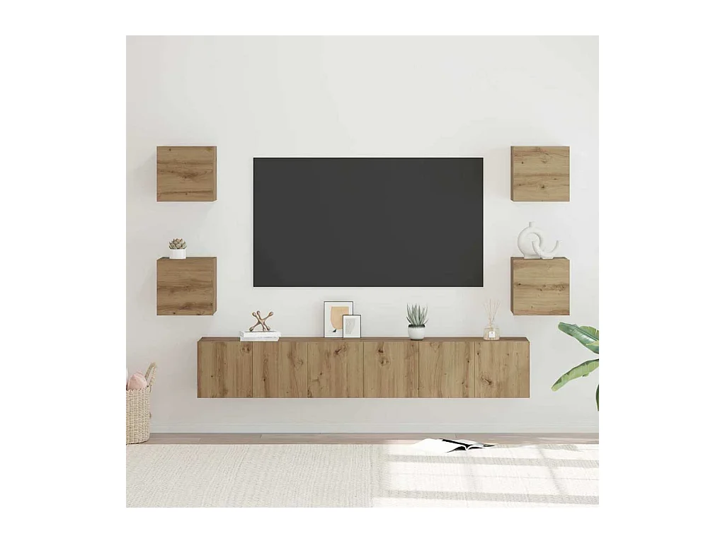Conjunto de mueble de TV 7 pcs Roble artisan 60 x 30 x 30 cm