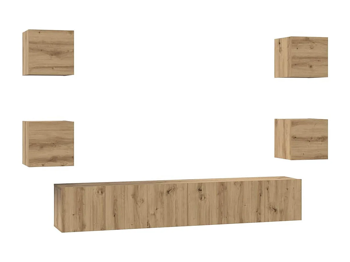 Ensemble meuble TV 7 pièces chêne artisanal 60 x 30 x 30 cm