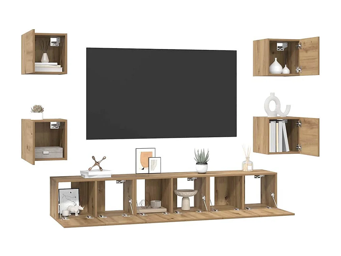 Ensemble meuble TV 7 pièces chêne artisanal 60 x 30 x 30 cm