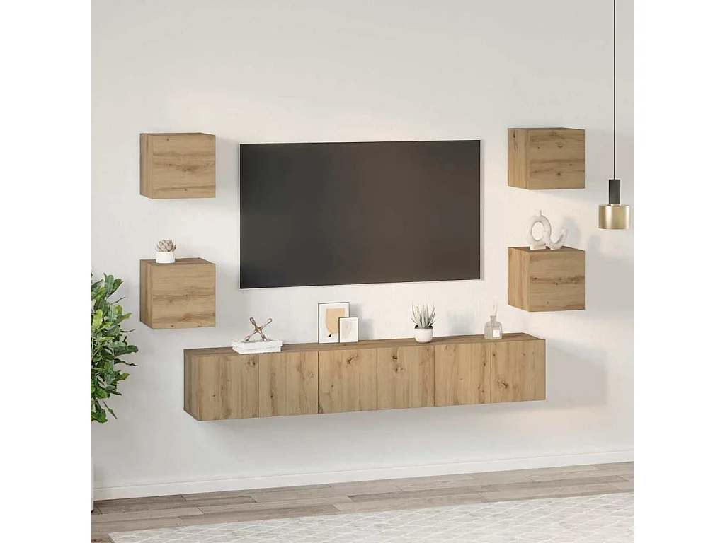 Ensemble meuble TV 7 pièces chêne artisanal 60 x 30 x 30 cm