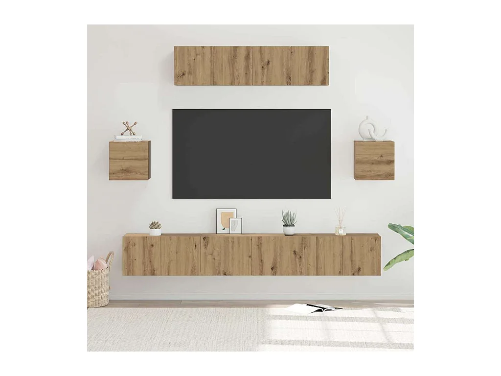 Conjunto de mueble de TV 7 pcs Roble artisan 80 x 30 x 30 cm