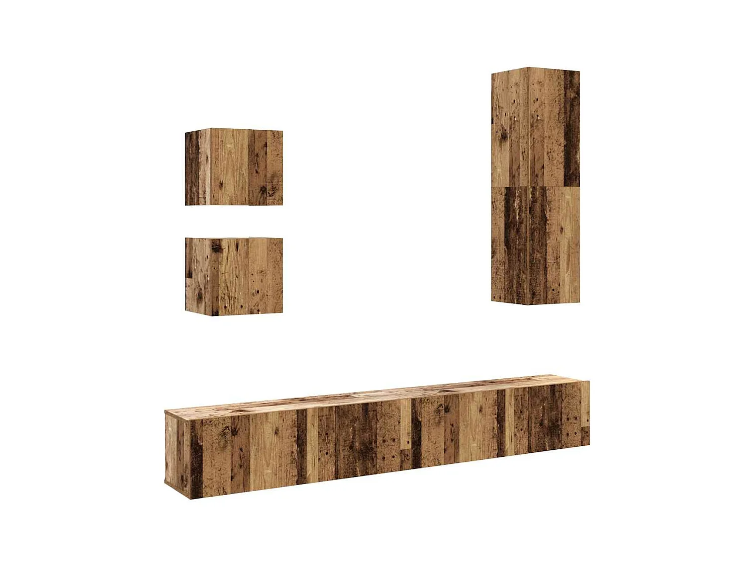 Ensemble de meuble TV mural 5 pièces vieux bois bois d'ingénierie