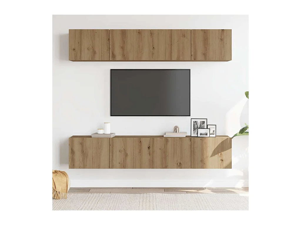 Meubles TV muraux 4 pièces chêne artisanal bois d'ingénierie