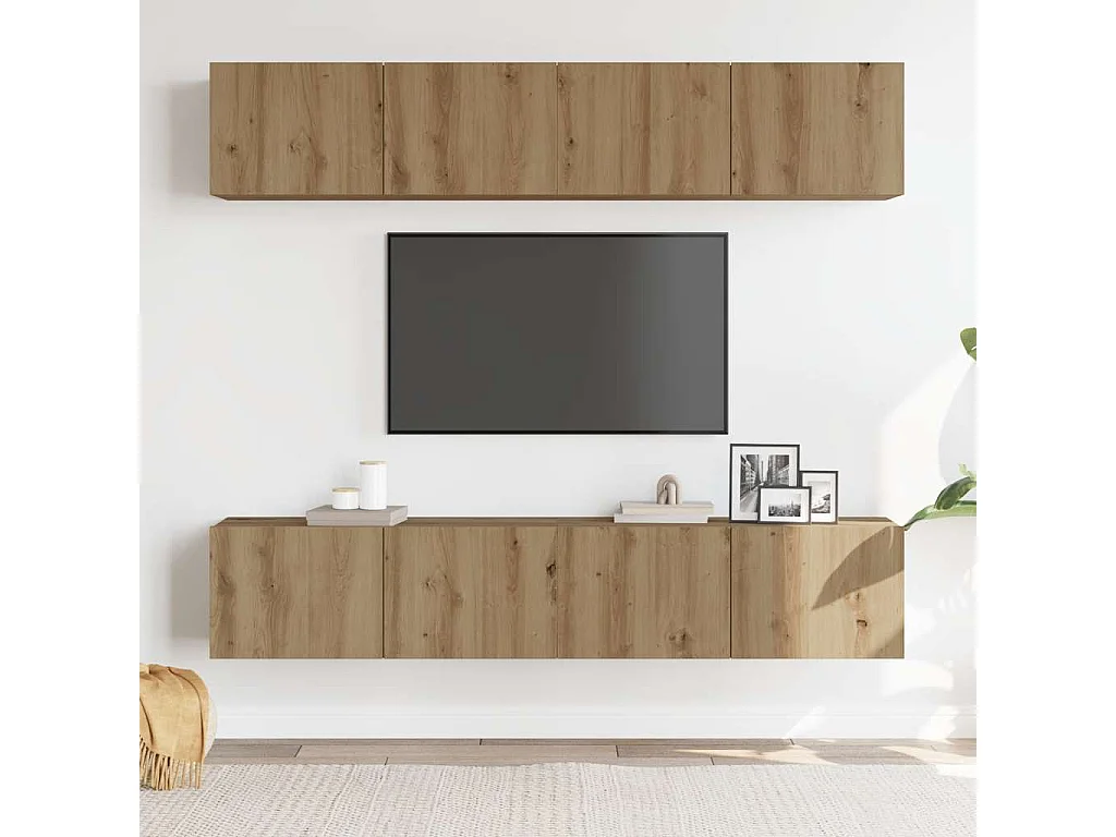Meubles TV muraux 4 pièces chêne artisanal bois d'ingénierie