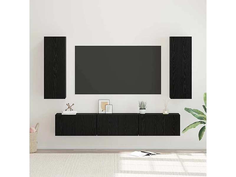 Ensemble meuble TV 5 pièces Chêne noir Moyen 30,5 x 30 x 90 cm